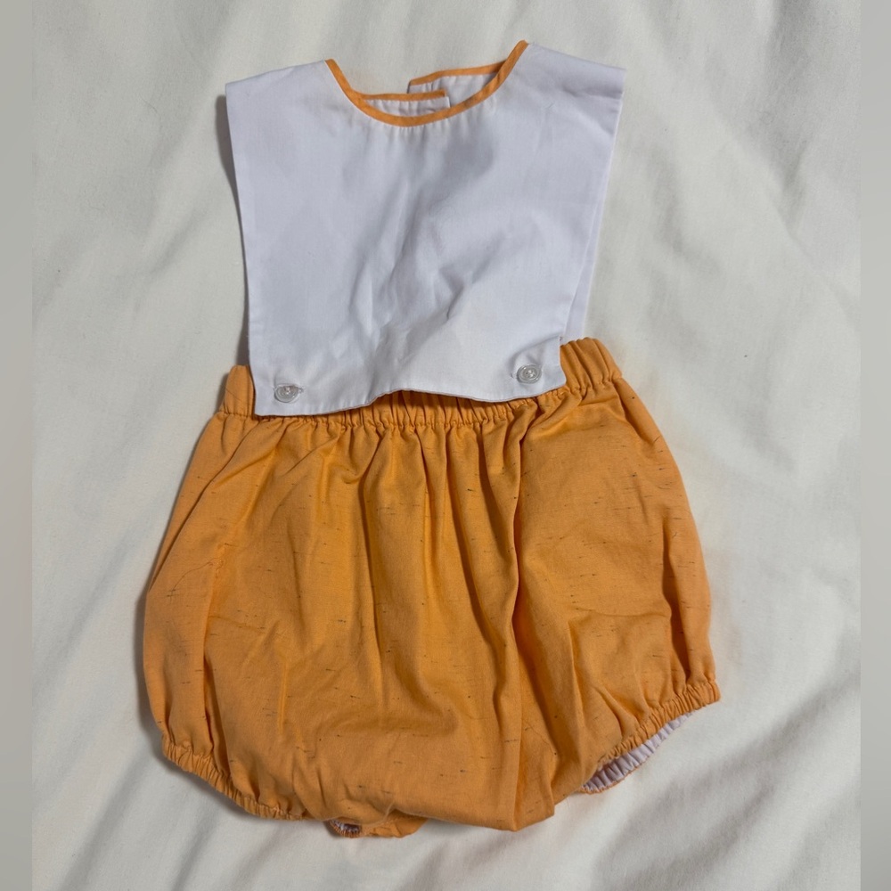 White and Orange Baby One-Piece Romper